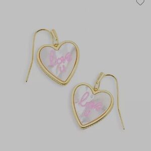 NWT Kendra Scott LOVE U heart drop earring gold ivory Mother-of-pearl